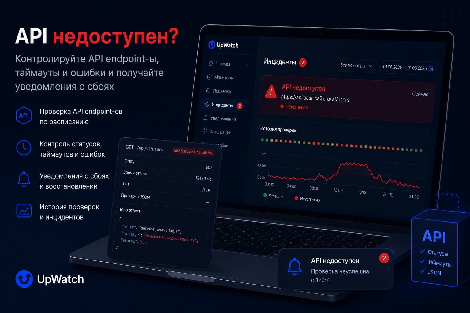 API недоступен: мониторинг endpoint-ов в UpWatch