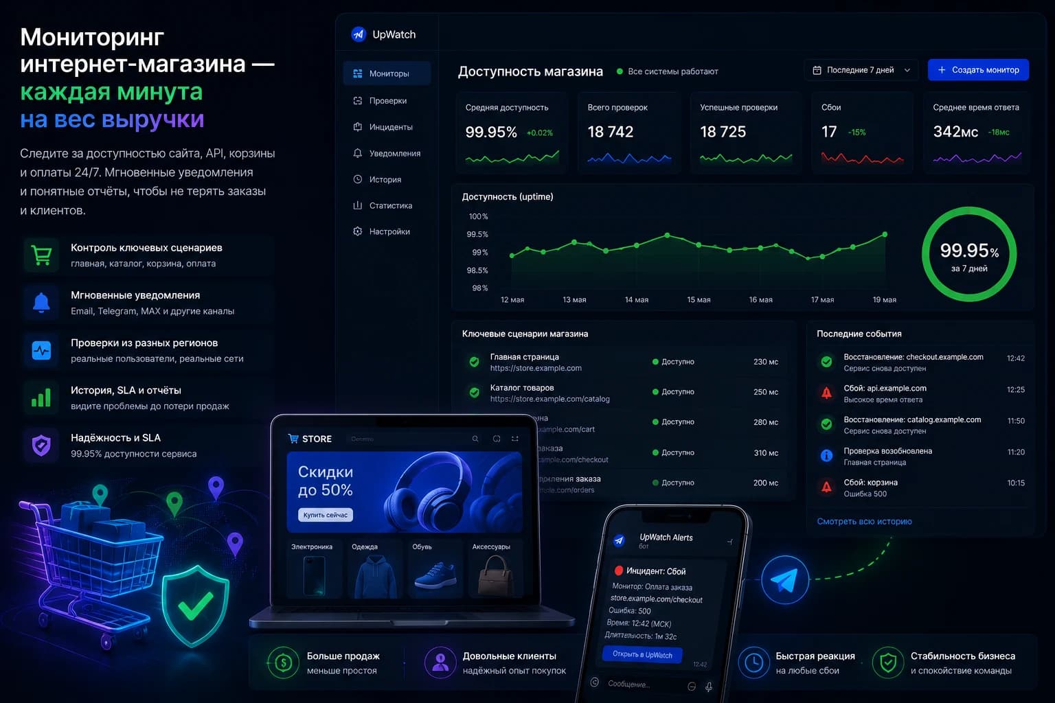 Мониторинг интернет-магазина в UpWatch