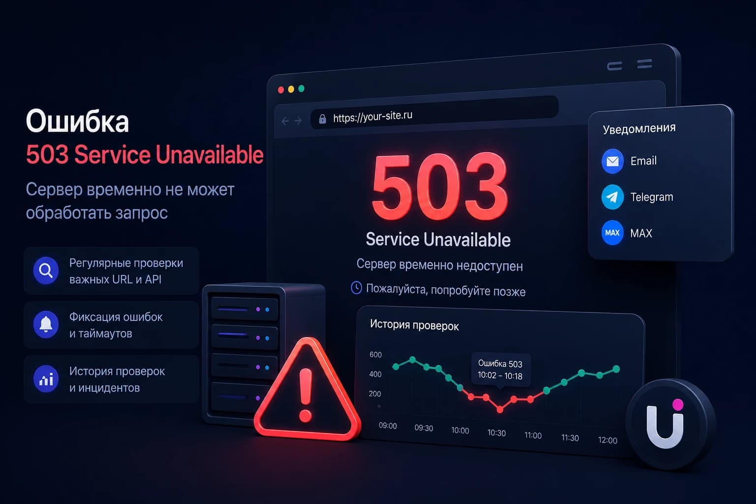 Мониторинг ошибки 503 Service Unavailable в UpWatch