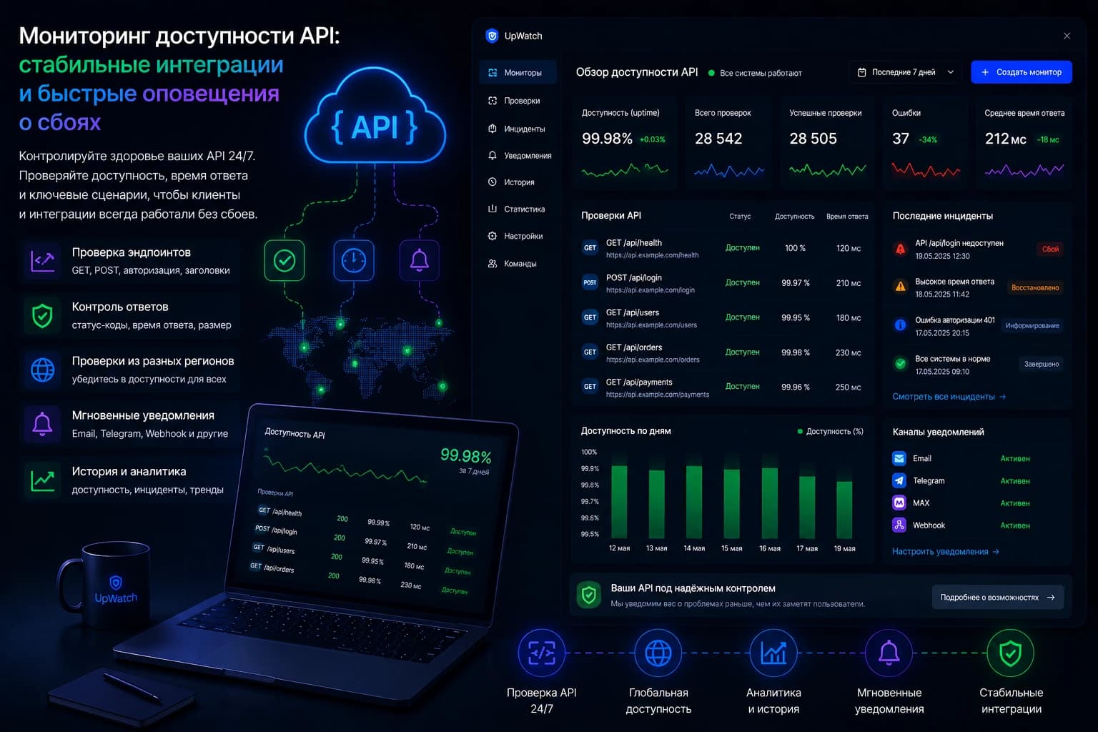 Мониторинг доступности API в UpWatch
