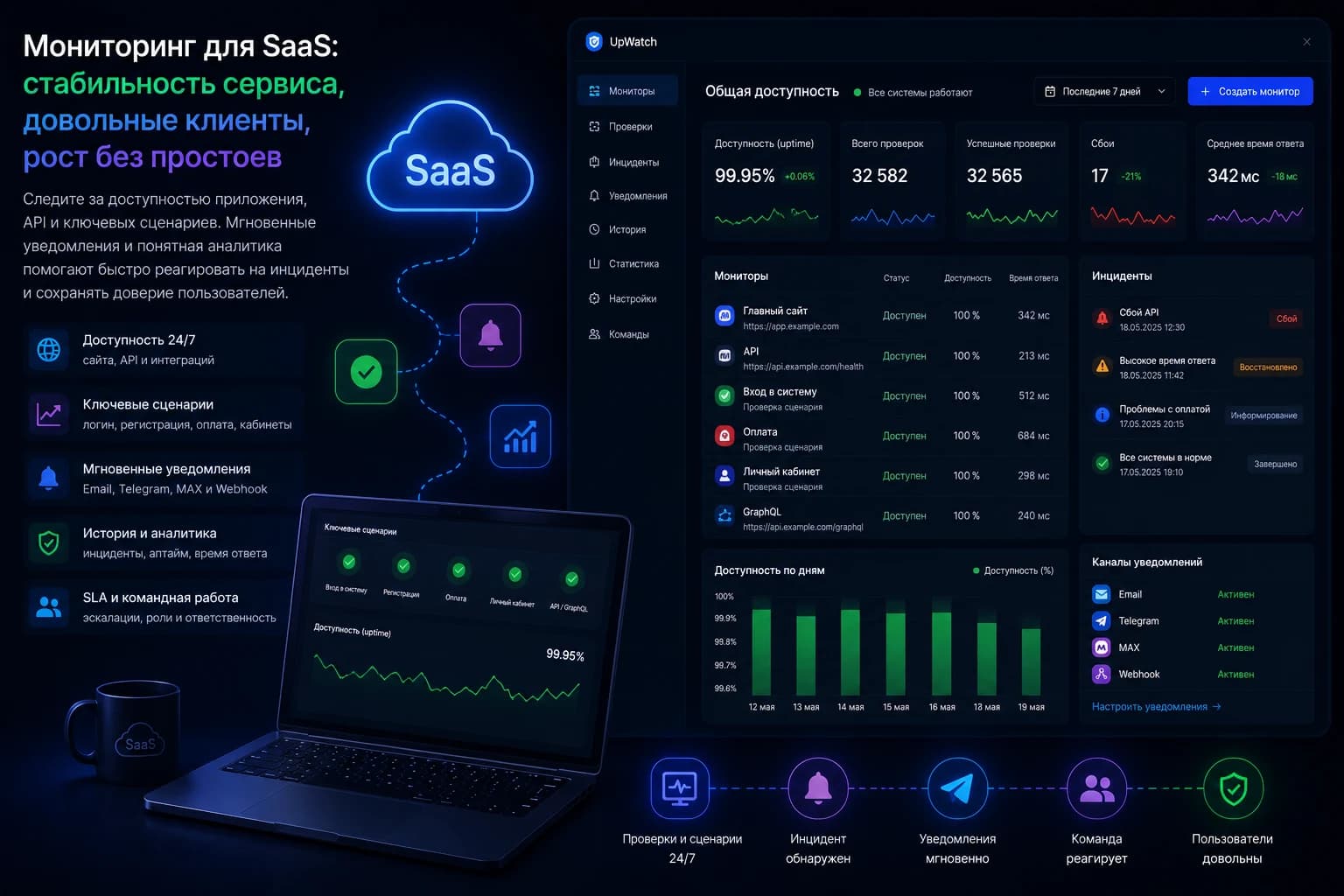 Мониторинг SaaS-сервиса в UpWatch