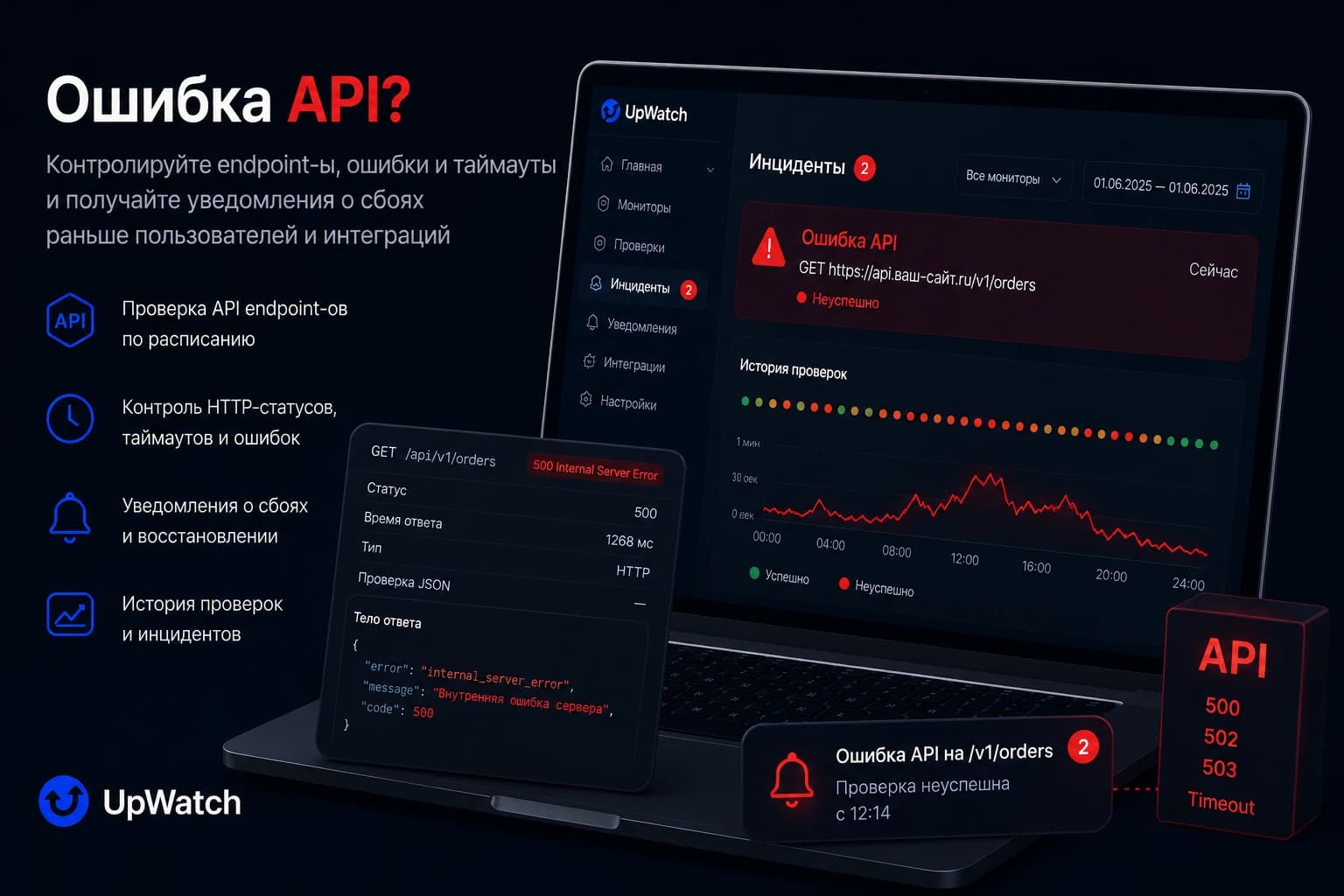 Ошибка API: мониторинг HTTP-статусов endpoint-ов в UpWatch